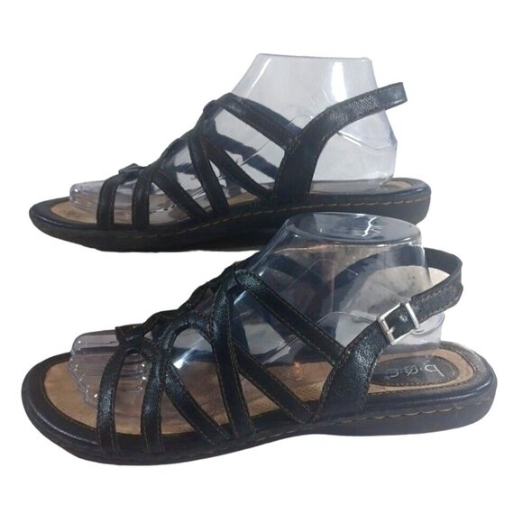 BORN BøC LEATHER Cora Size 10M SANDALS Comfort Strapback BUCKLE Adjustable Black - Picture 1 of 7